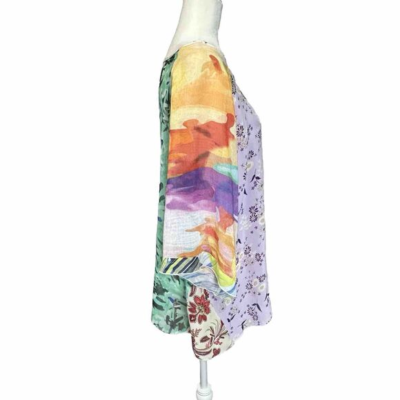 Vtg. Women’s Size 3XL Sheer Pastel Multi Floral Tunic‎ Top Shirt Long Sleeve USA - Picture 3 of 10